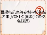 吕梁师范高等专科学校的校名来历有什么渊源(吕梁校名渊源)