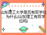 山东理工大学是否有双学位，为什么(山东理工有双学位吗)