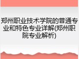 郑州职业技术学院的普通专业和特色专业详解(郑州职院专业解析)