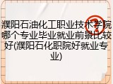 濮阳石油化工职业技术学院哪个专业毕业就业前景比较好(濮阳石化职院好就业专业)
