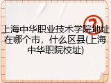 上海中华职业技术学院地址在哪个市，什么区县(上海中华职院校址)