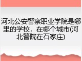 河北公安警察职业学院是哪里的学校，在哪个城市(河北警院在石家庄)