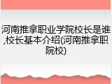 河南推拿职业学院校长是谁,校长基本介绍(河南推拿职院校)