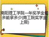 南阳理工学院一年奖学金最多能拿多少(南工院奖学金上限)