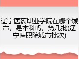 辽宁医药职业学院在哪个城市，是本科吗，第几批(辽宁医职院城市批次)