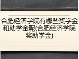 合肥经济学院有哪些奖学金和助学金呢(合肥经济学院奖助学金)
