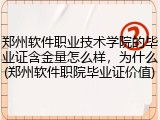 郑州软件职业技术学院的毕业证含金量怎么样，为什么(郑州软件职院毕业证价值)