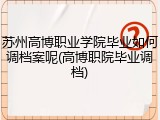 苏州高博职业学院毕业如何调档案呢(高博职院毕业调档)
