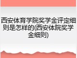 西安体育学院奖学金评定细则是怎样的(西安体院奖学金细则)