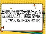 上海对外经贸大学什么专业就业比较好，原因是啥(上经贸大就业优势专业)