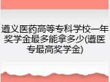 遵义医药高等专科学校一年奖学金最多能拿多少(遵医专最高奖学金)