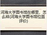 河海大学图书馆在哪里，怎么样(河海大学图书馆位置评价)