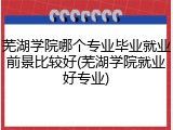 芜湖学院哪个专业毕业就业前景比较好(芜湖学院就业好专业)