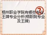 梧州职业学院有哪些专业，王牌专业分析(梧职院专业及王牌)