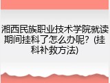 湘西民族职业技术学院就读期间挂科了怎么办呢？(挂科补救方法)