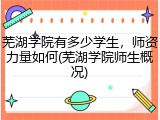 芜湖学院有多少学生，师资力量如何(芜湖学院师生概况)