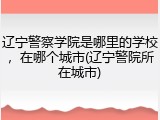 辽宁警察学院是哪里的学校，在哪个城市(辽宁警院所在城市)