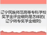 辽宁民族师范高等专科学校奖学金评定细则是怎样的(辽宁师专奖学金细则)