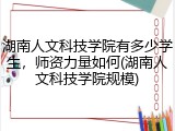 湖南人文科技学院有多少学生，师资力量如何(湖南人文科技学院规模)