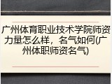 广州体育职业技术学院师资力量怎么样，名气如何(广州体职师资名气)