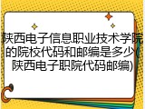 陕西电子信息职业技术学院的院校代码和邮编是多少(陕西电子职院代码邮编)