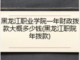 黑龙江职业学院一年财政拨款大概多少钱(黑龙江职院年拨款)