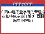 广西中远职业学院的普通专业和特色专业详解(广西职院专业解析)