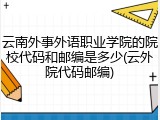 云南外事外语职业学院的院校代码和邮编是多少(云外院代码邮编)