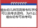 烟台幼儿师范高等专科学校可以自考去读吗，为什么(烟台幼专可自考吗)