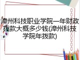 漳州科技职业学院一年财政拨款大概多少钱(漳州科技学院年拨款)