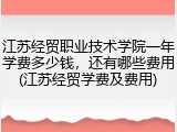 江苏经贸职业技术学院一年学费多少钱，还有哪些费用(江苏经贸学费及费用)