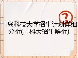 青岛科技大学招生计划详细分析(青科大招生解析)