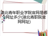 湖北青年职业学院官网是哪个网址多少(湖北青职院官网网址)