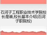 石河子工程职业技术学院校长是谁,校长基本介绍(石河子职院校)