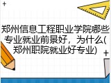 郑州信息工程职业学院哪些专业就业前景好，为什么(郑州职院就业好专业)