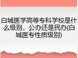 白城医学高等专科学校是什么级别，公办还是民办(白城医专性质级别)