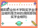 揭阳职业技术学院奖学金评定细则是怎样的(揭阳职院奖学金细则)