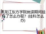 黑龙江东方学院就读期间挂科了怎么办呢？(挂科怎么办)