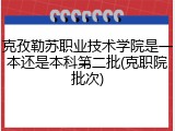 克孜勒苏职业技术学院是一本还是本科第二批(克职院批次)