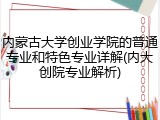 内蒙古大学创业学院的普通专业和特色专业详解(内大创院专业解析)