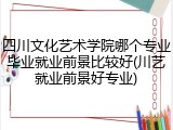 四川文化艺术学院哪个专业毕业就业前景比较好(川艺就业前景好专业)