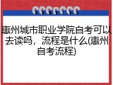 惠州城市职业学院自考可以去读吗，流程是什么(惠州自考流程)