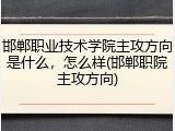邯郸职业技术学院主攻方向是什么，怎么样(邯郸职院主攻方向)