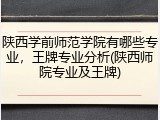 陕西学前师范学院有哪些专业，王牌专业分析(陕西师院专业及王牌)