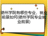 德州学院有哪些专业，就业前景如何(德州学院专业就业前景)
