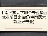 中南民族大学哪个专业毕业就业前景比较好(中南民大就业好专业)