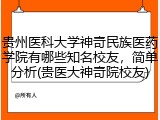 贵州医科大学神奇民族医药学院有哪些知名校友，简单分析(贵医大神奇院校友)