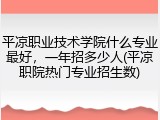 平凉职业技术学院什么专业最好，一年招多少人(平凉职院热门专业招生数)