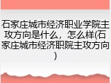 石家庄城市经济职业学院主攻方向是什么，怎么样(石家庄城市经济职院主攻方向)