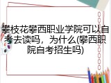 攀枝花攀西职业学院可以自考去读吗，为什么(攀西职院自考招生吗)